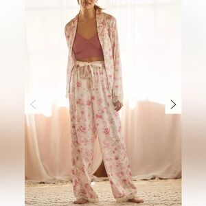 Anthropologie Rachel Parcell lace trimmed floral 2-piece XL polyester pajamas